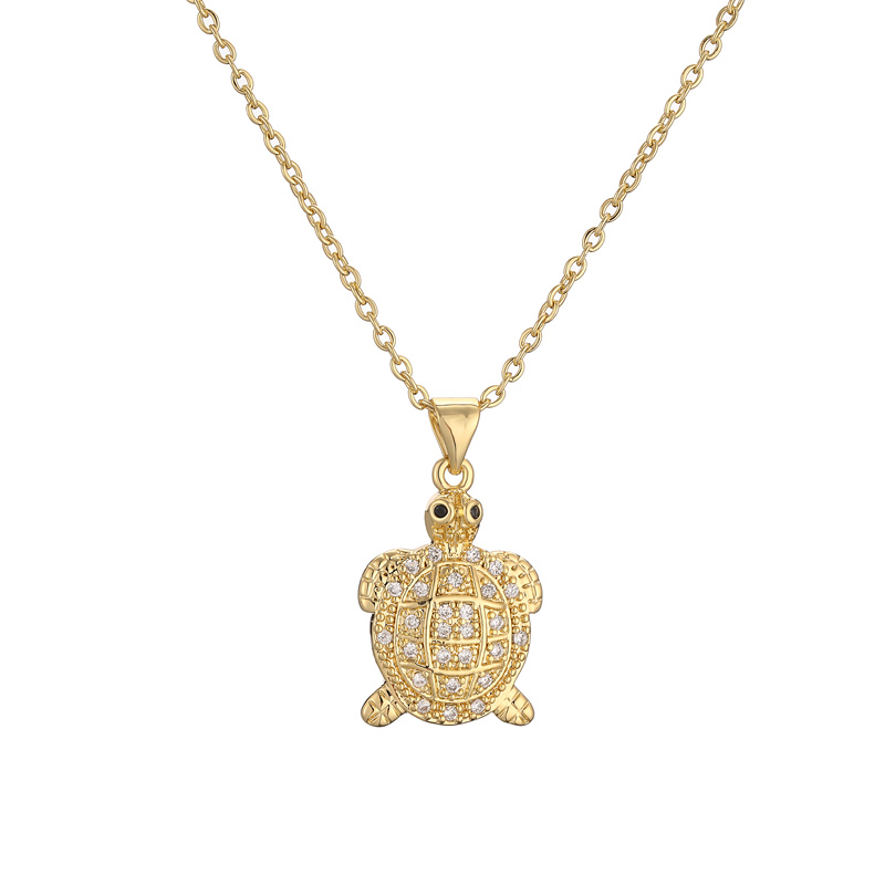 Ig Style Simple Style Tortoise Animal Bird Copper Plating Inlay Zircon Gold Plated Pendant Necklace display picture 11
