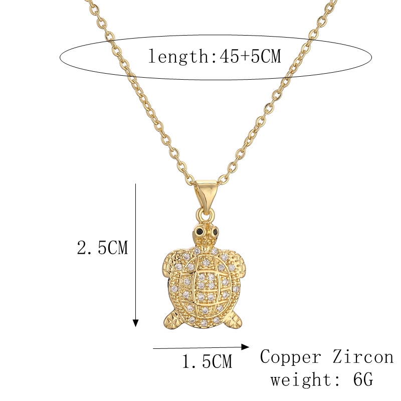 Ig Style Simple Style Tortoise Animal Bird Copper Plating Inlay Zircon Gold Plated Pendant Necklace display picture 3