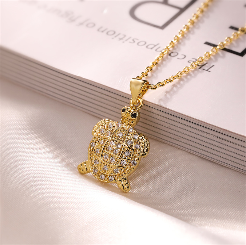 Ig Style Simple Style Tortoise Animal Bird Copper Plating Inlay Zircon Gold Plated Pendant Necklace display picture 8