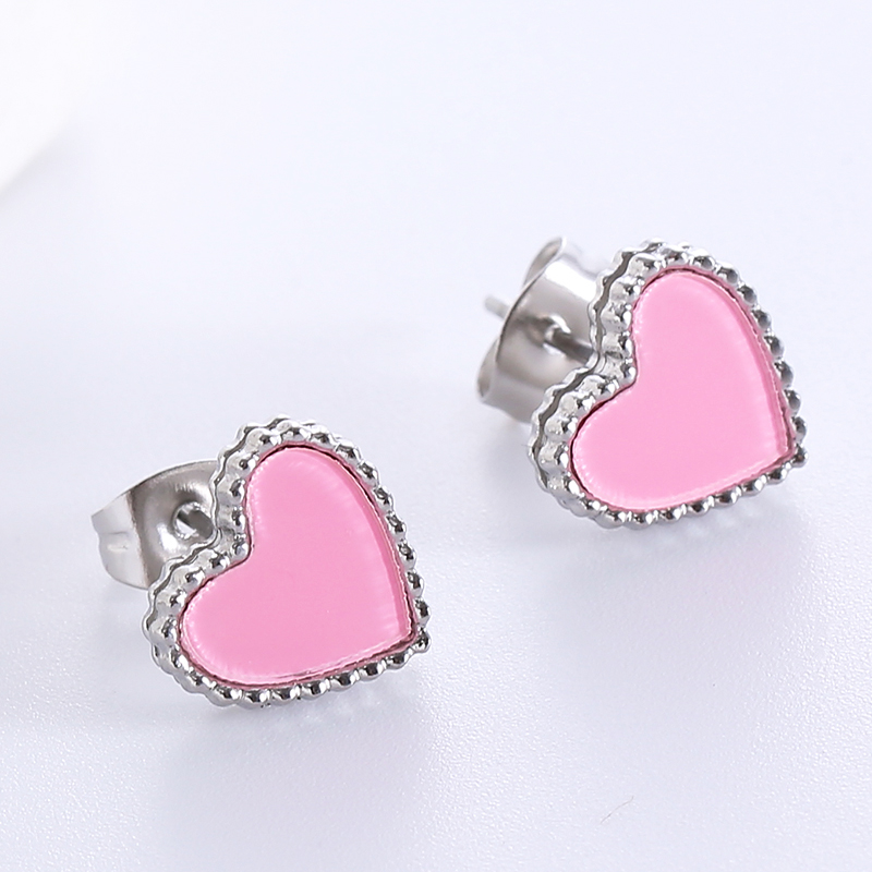 1 Pair Simple Style Heart Shape Plating Stainless Steel 18k Gold Plated Rose Gold Plated Ear Studs display picture 6