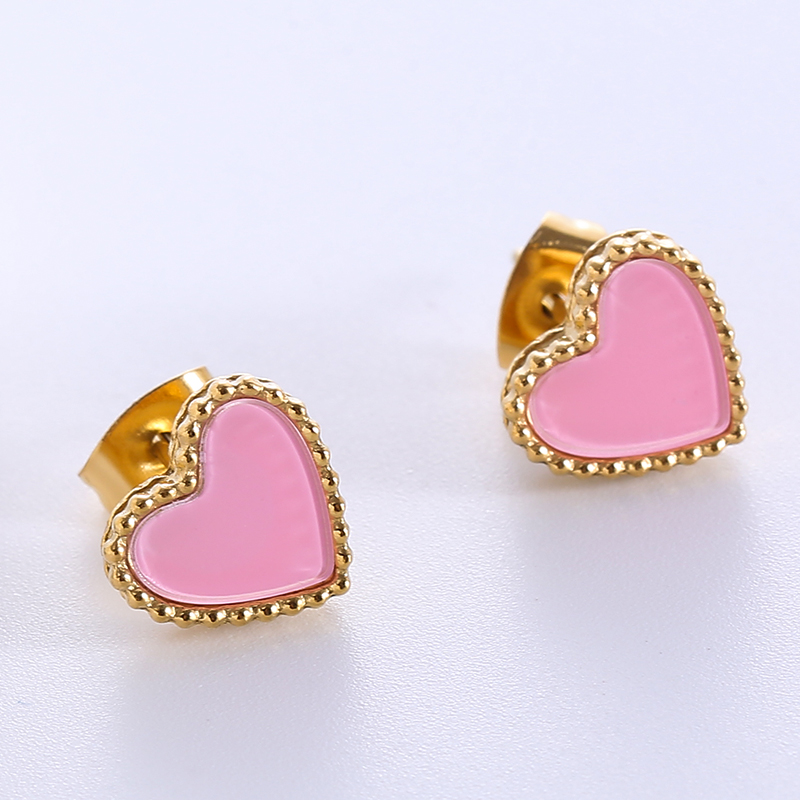 1 Pair Simple Style Heart Shape Plating Stainless Steel 18k Gold Plated Rose Gold Plated Ear Studs display picture 8