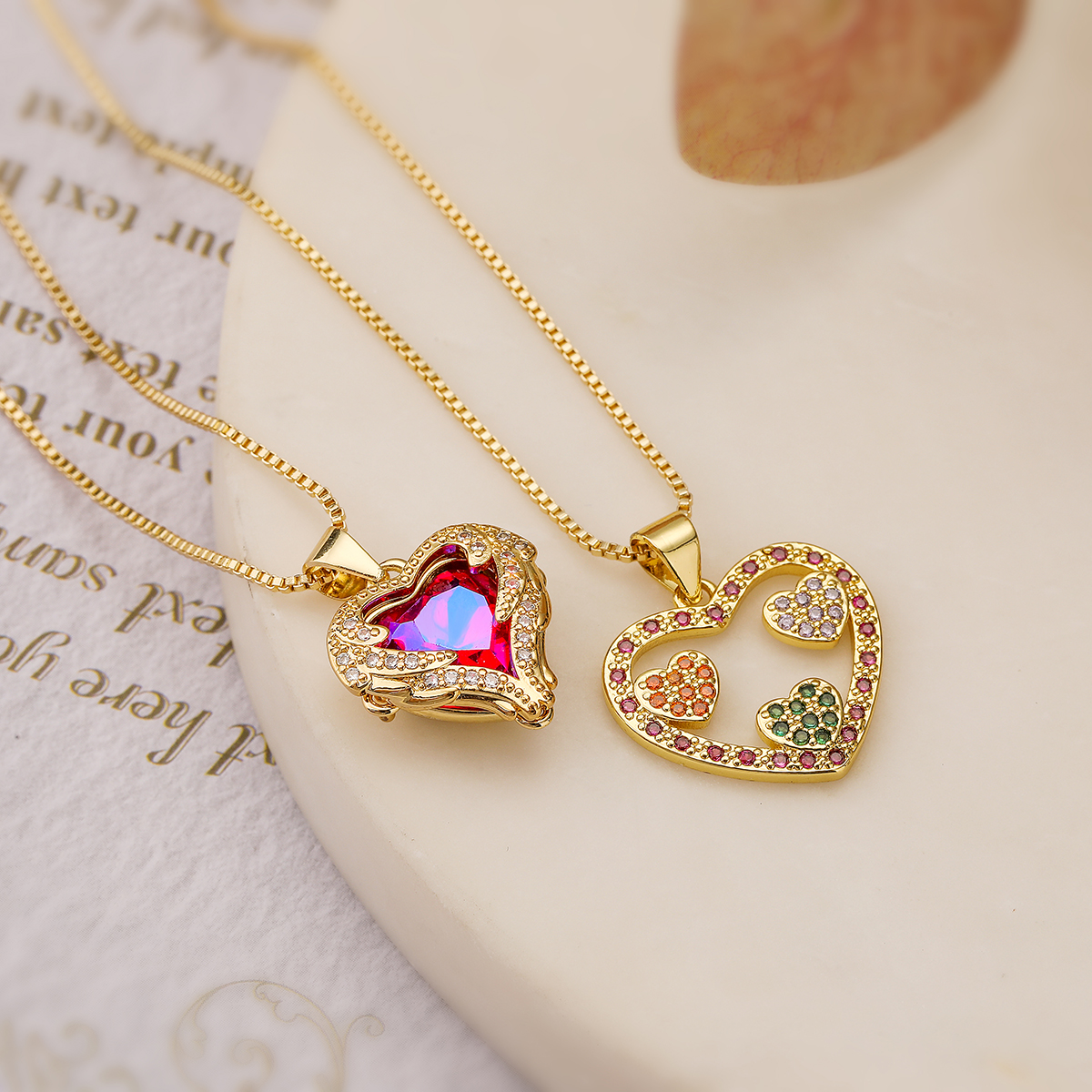 Simple Style Commute Heart Shape Copper 18k Gold Plated Zircon Pendant Necklace In Bulk display picture 5