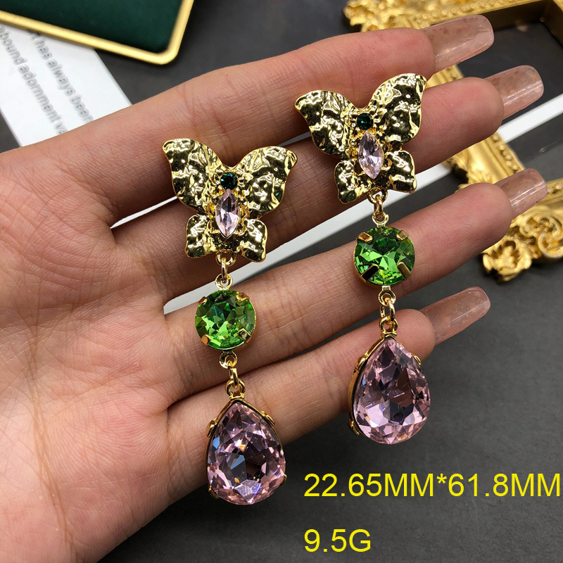 1 Pair Elegant Vintage Style Simple Style Butterfly Plating Inlay Alloy Artificial Crystal Gold Plated Drop Earrings display picture 5