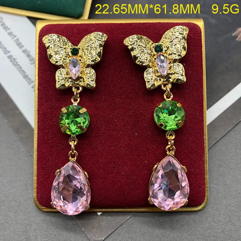 1 Pair Elegant Vintage Style Simple Style Butterfly Plating Inlay Alloy Artificial Crystal Gold Plated Drop Earrings display picture 8