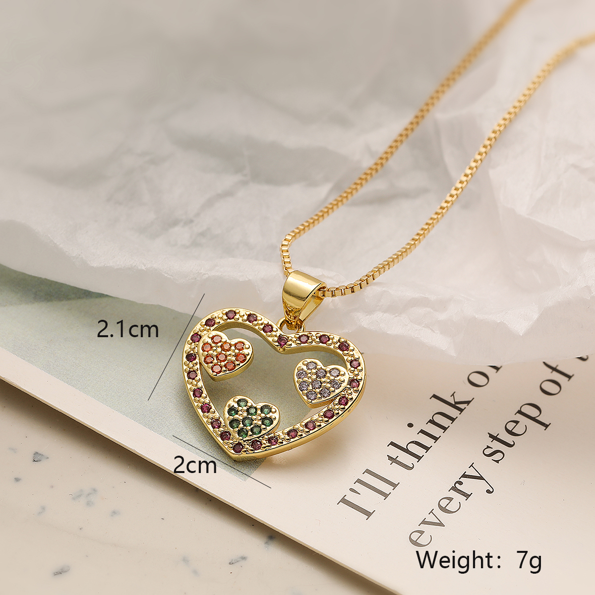 Simple Style Commute Heart Shape Copper 18k Gold Plated Zircon Pendant Necklace In Bulk display picture 2