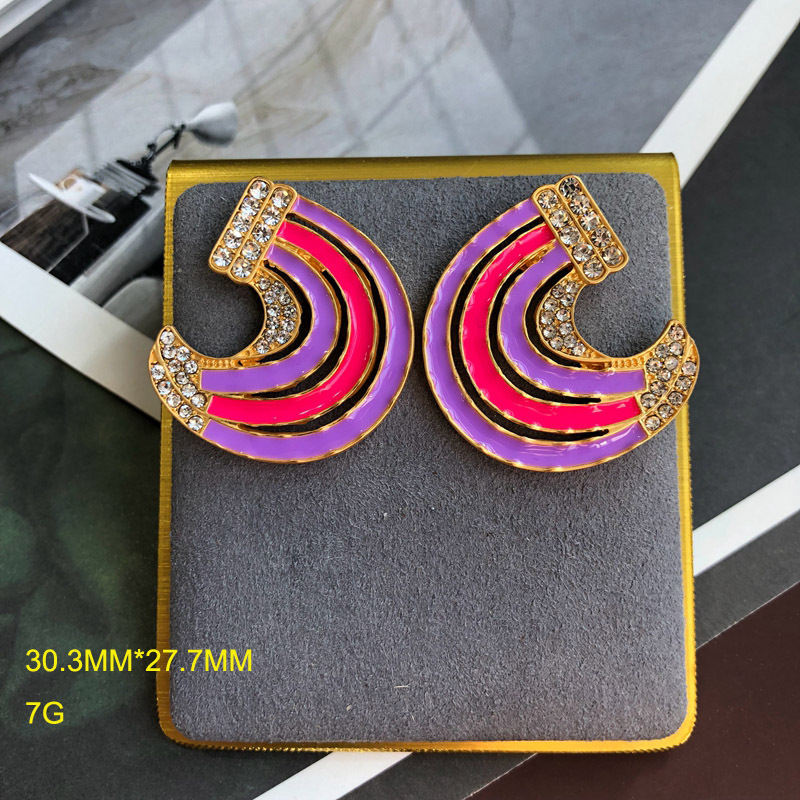 1 Pair Retro Geometric Animal Rainbow Plating Inlay Alloy Zircon Gold Plated Ear Studs display picture 8