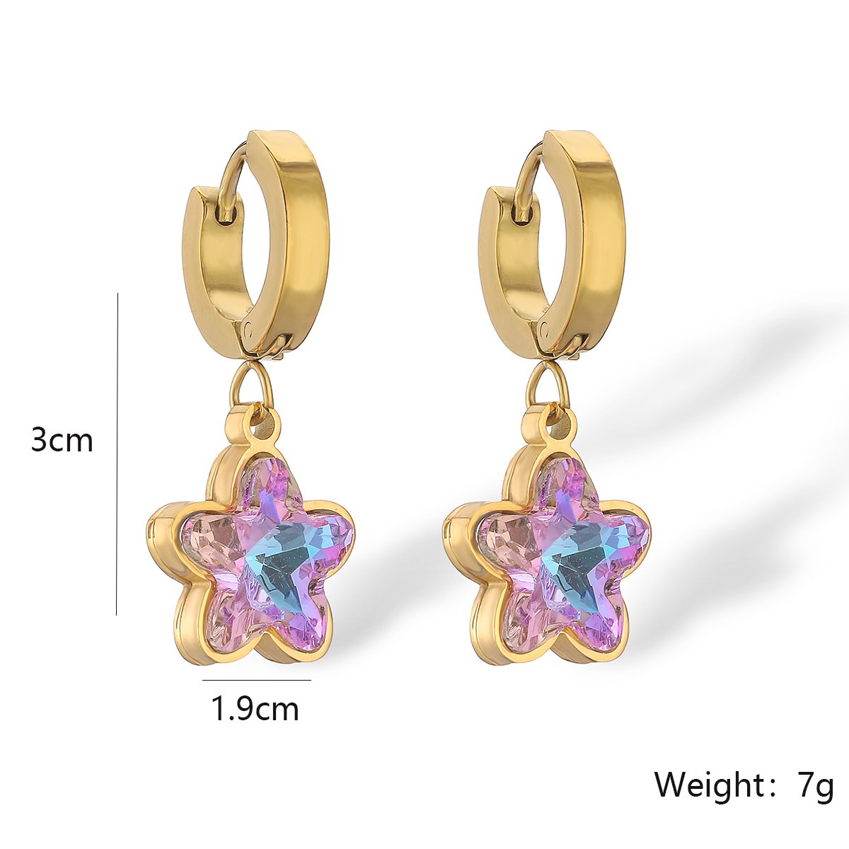 1 Pair Simple Style Commute Star Heart Shape Butterfly Plating Inlay 304 Stainless Steel Zircon 18K Gold Plated Earrings display picture 2