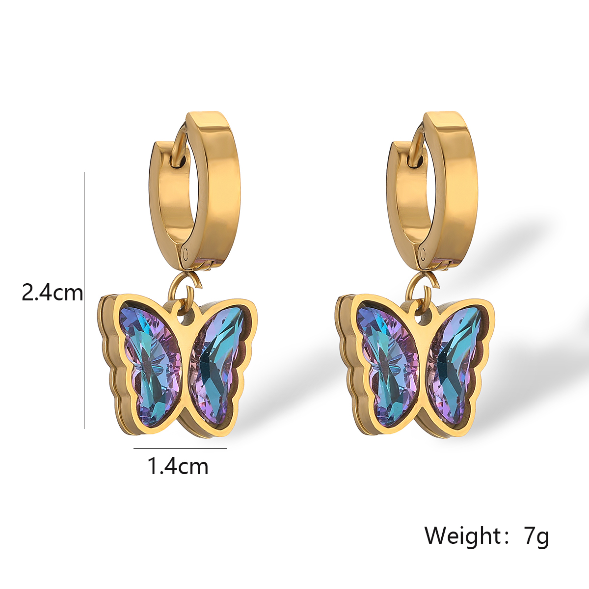 1 Pair Simple Style Commute Star Heart Shape Butterfly Plating Inlay 304 Stainless Steel Zircon 18K Gold Plated Earrings display picture 3
