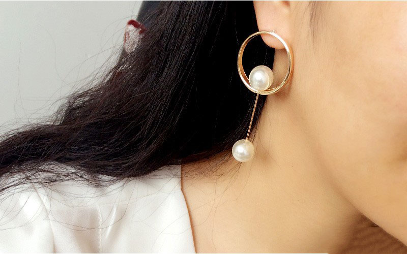 1 Pair Simple Style Star Plating Inlay Artificial Pearl Alloy Artificial Pearls Gold Plated Drop Earrings display picture 4
