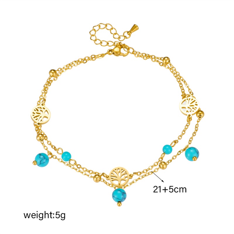 Retro Beach Round Titanium Steel Plating 18k Gold Plated Women's Anklet display picture 1