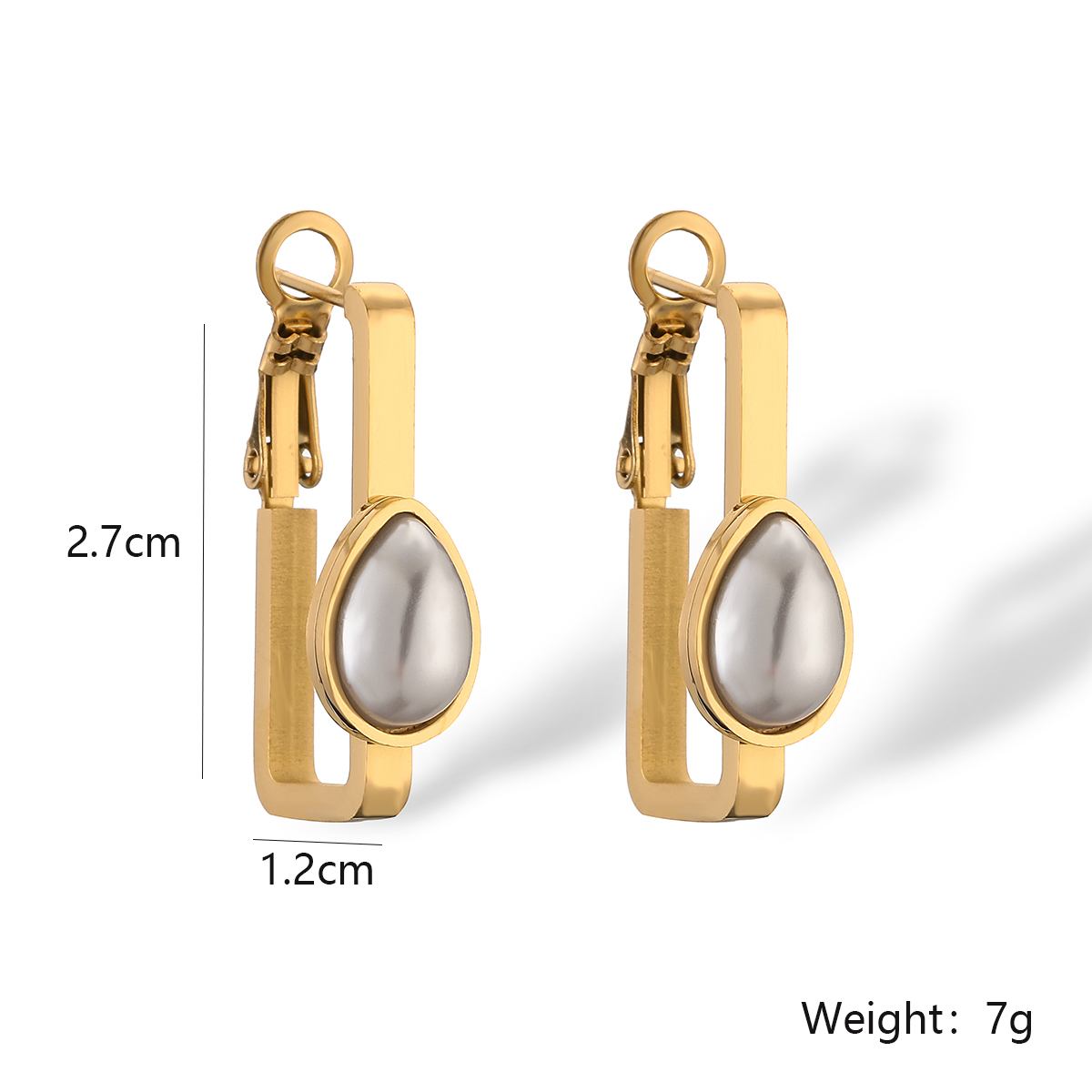 1 Pair Simple Style Round Plating Inlay 304 Stainless Steel Artificial Pearls 18K Gold Plated Earrings display picture 1