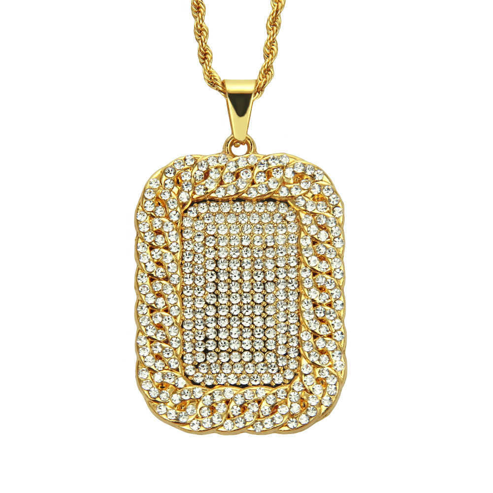 Punk Simple Style Square Alloy Inlay Zircon Men's Pendant Necklace display picture 1