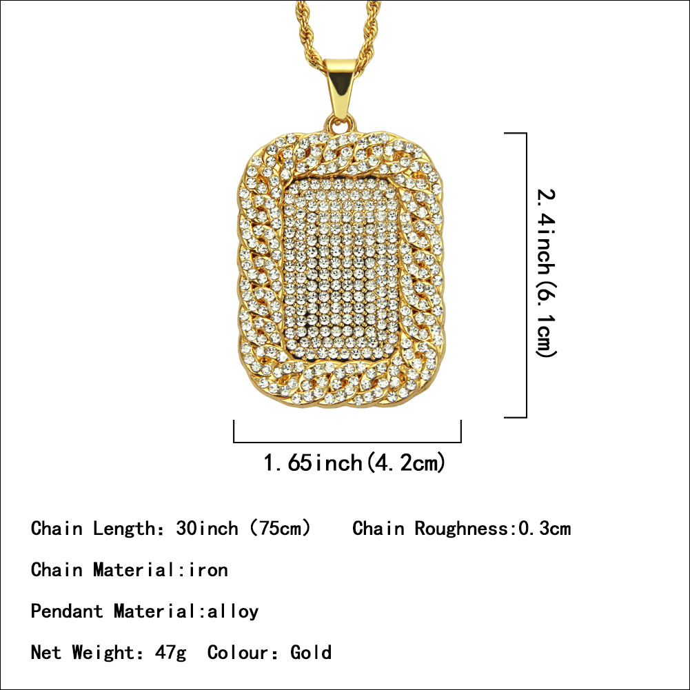 Punk Simple Style Square Alloy Inlay Zircon Men's Pendant Necklace display picture 2