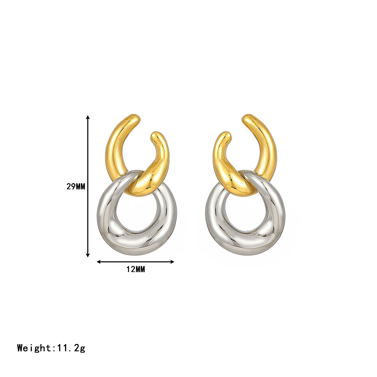 1 Pair Simple Style Color Block Plating Stainless Steel Gold Plated Drop Earrings display picture 1