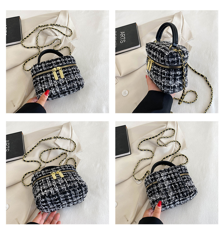 Women's All Seasons Pu Leather Woven Material Plaid Elegant Square Zipper Handbag display picture 2