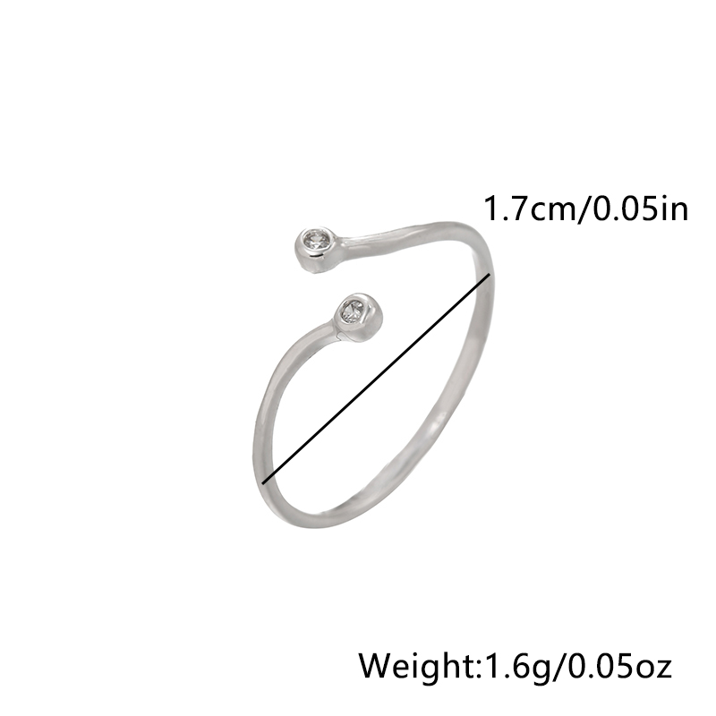 Simple Style Solid Color Copper Plating Inlay Zircon Silver Plated Open Rings display picture 4