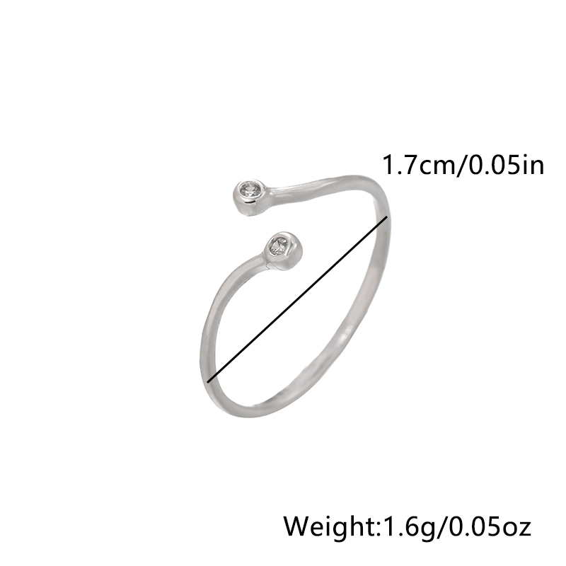 Style Simple Couleur Unie Le Cuivre Placage Incruster Zircon Plaqué Argent Anneau Ouvert display picture 4