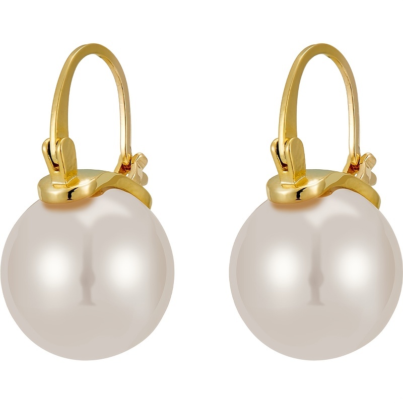 1 Pair Elegant Round Plating Inlay Copper Pearl Drop Earrings display picture 5