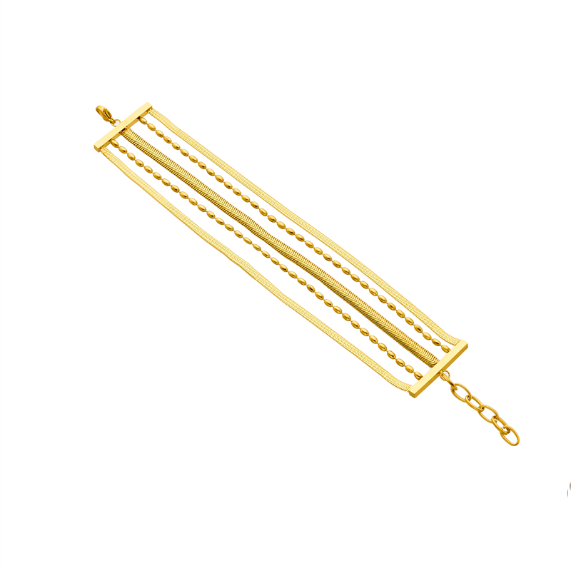 Retro Einfarbig Titan Stahl Überzug Kette 18 Karat Vergoldet Armbänder display picture 2
