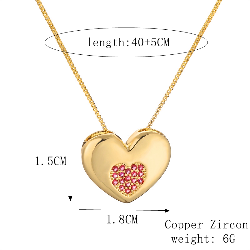 Simple Style Heart Shape Copper Plating Inlay Zircon Gold Plated Pendant Necklace display picture 1