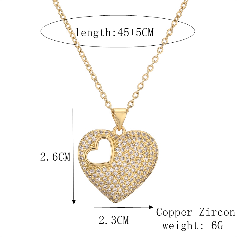 Simple Style Heart Shape Copper Plating Inlay Zircon Gold Plated Pendant Necklace display picture 3