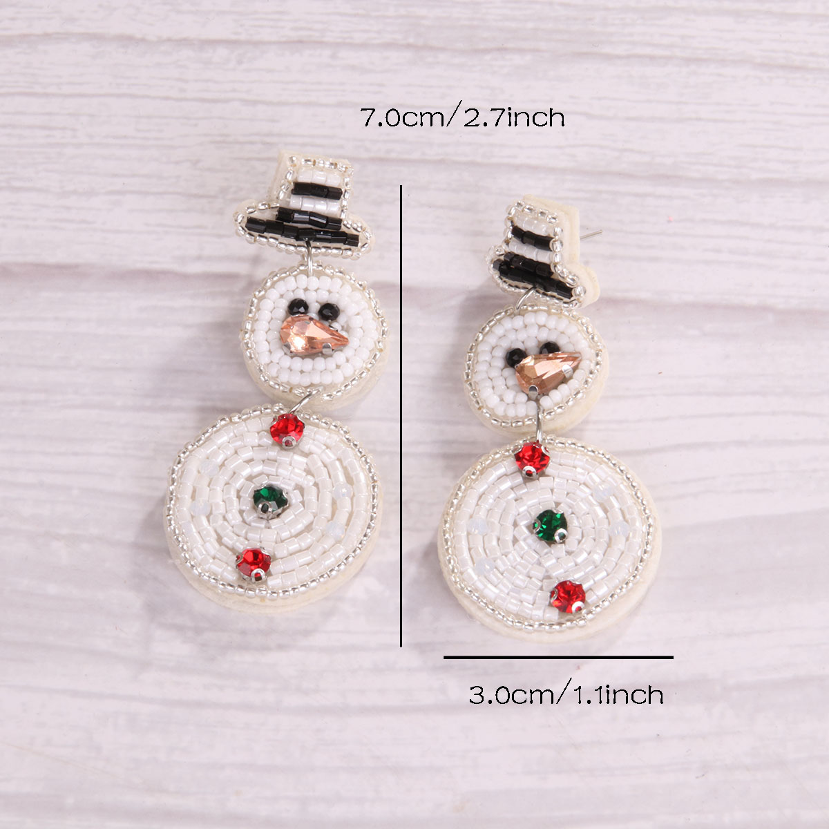 1 Pair Handmade House Snowman Handmade Beaded Glass Drop Earrings display picture 9