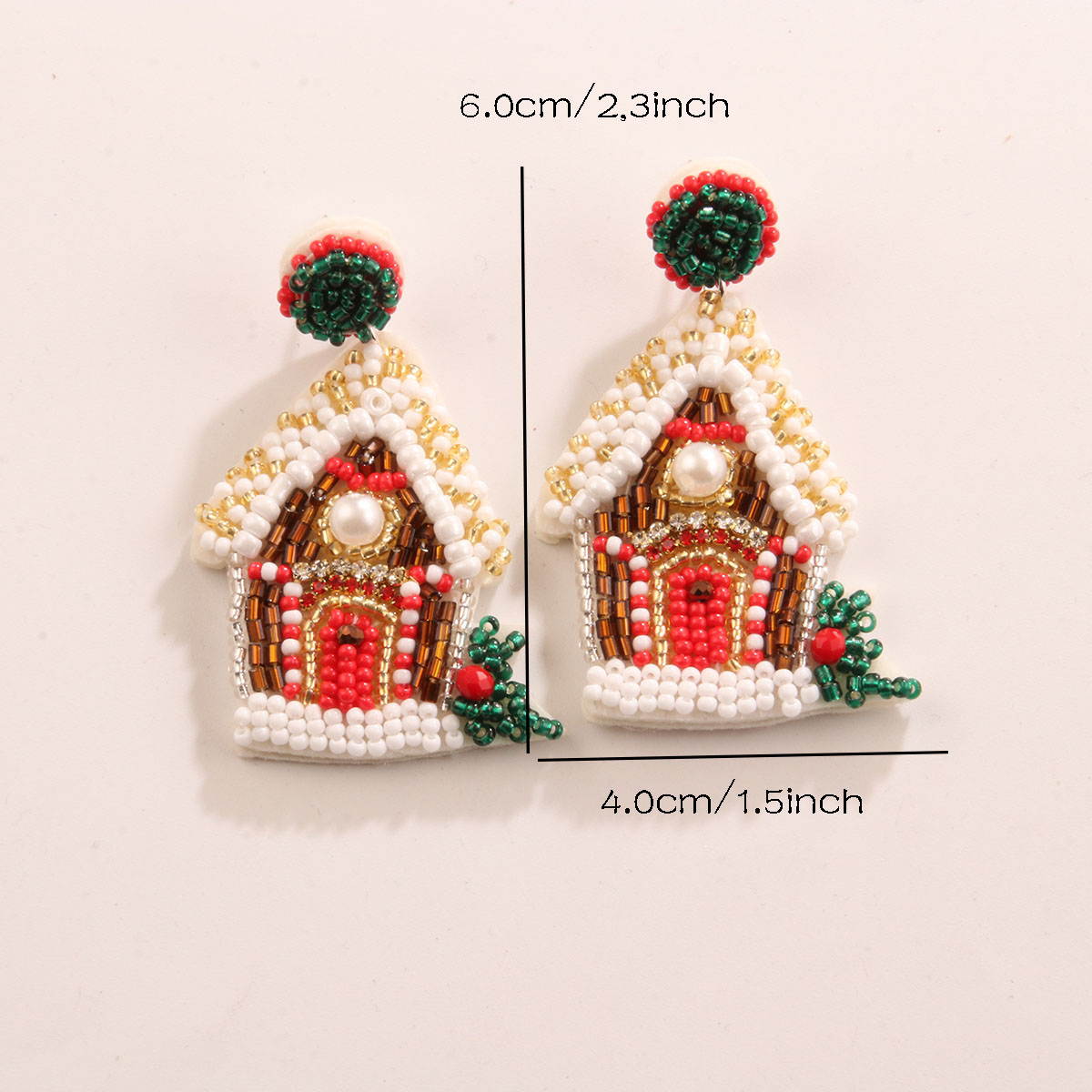 1 Pair Handmade House Snowman Handmade Beaded Glass Drop Earrings display picture 10