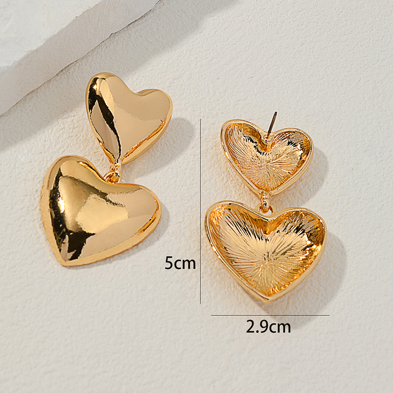 1 Piece Elegant Heart Shape Plating Alloy Gold Plated Drop Earrings display picture 1