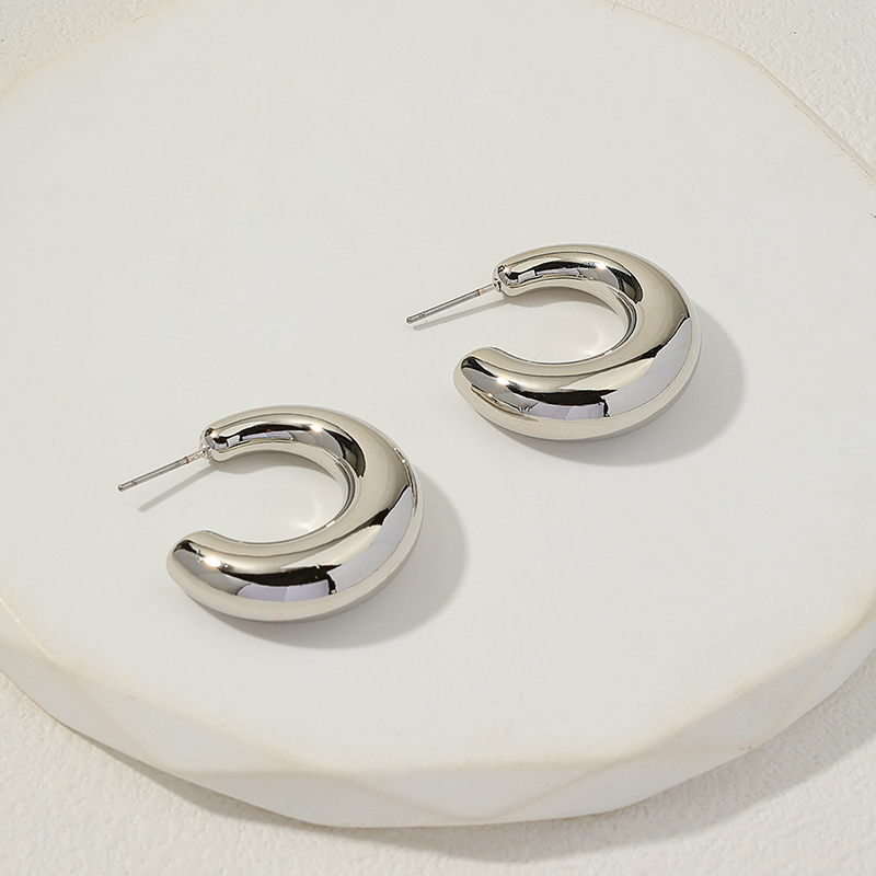 1 Pair Basic Round Metal Earrings display picture 1