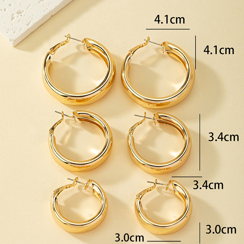 1 Set Simple Style Classic Style Commute Round Plating Alloy 14k Gold Plated Hoop Earrings display picture 5