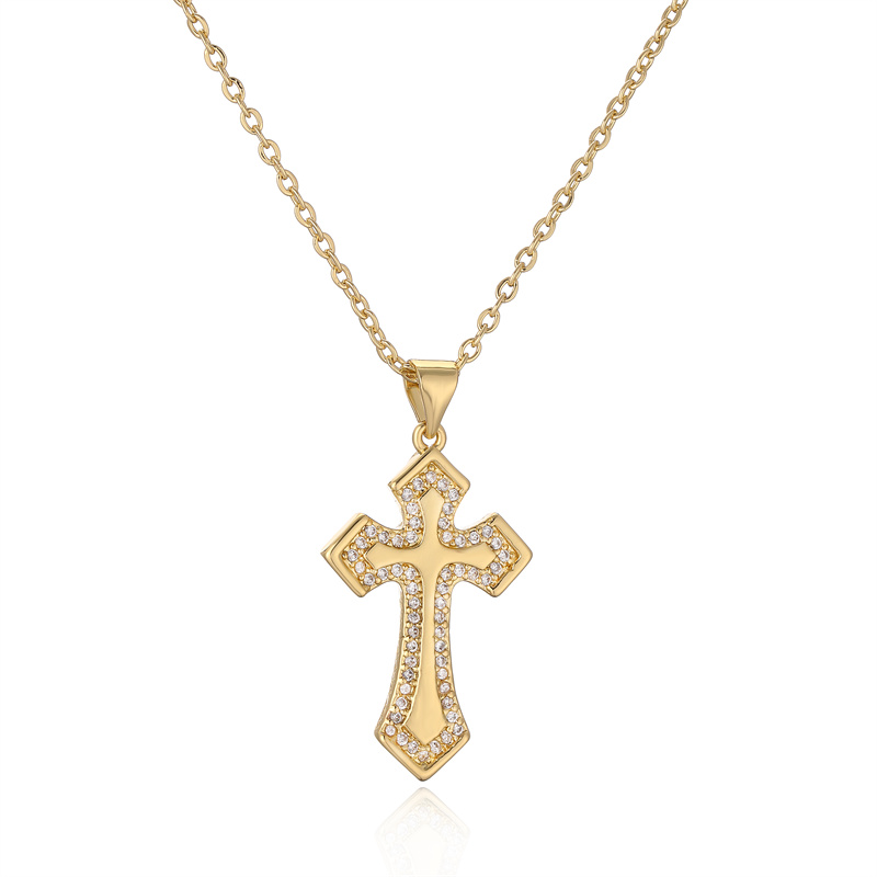 Simple Style Cross Copper Plating Inlay Zircon Gold Plated Pendant Necklace display picture 10