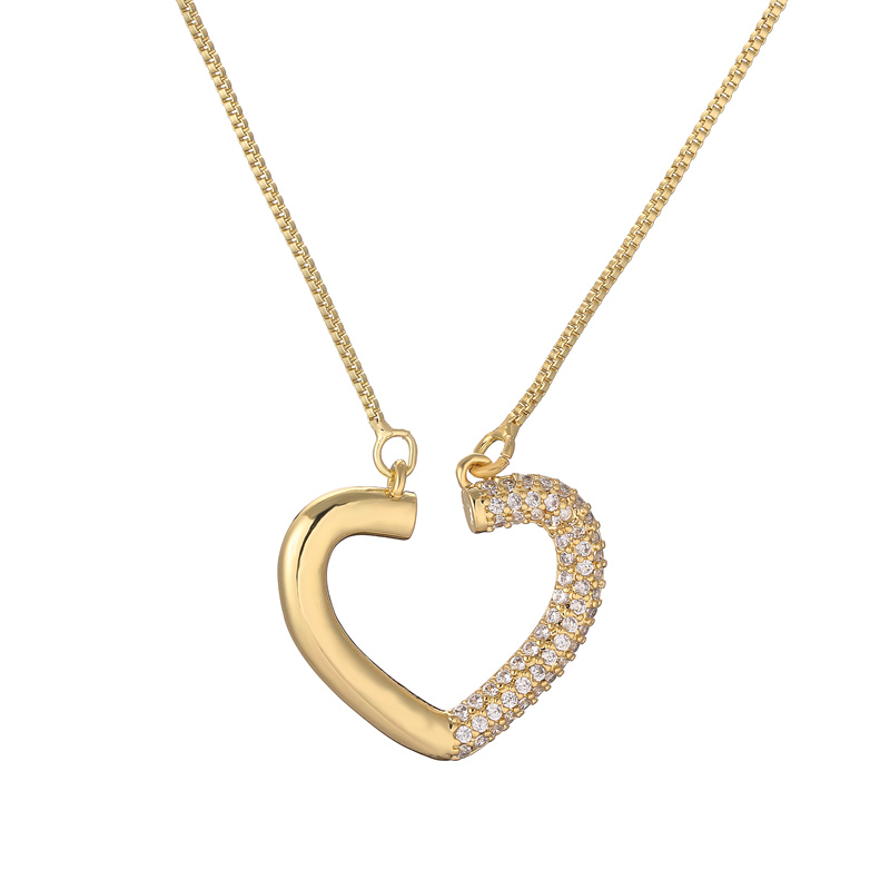 Simple Style Heart Shape Copper Plating Inlay Zircon Gold Plated Pendant Necklace display picture 17