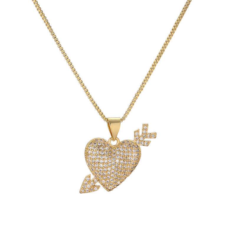 Simple Style Heart Shape Copper Plating Inlay Zircon Gold Plated Pendant Necklace display picture 16