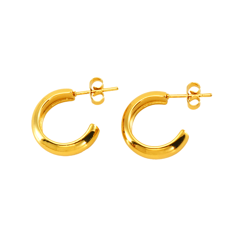 1 Pair Elegant Solid Color Plating Stainless Steel Titanium Steel 18K Gold Plated Earrings display picture 5