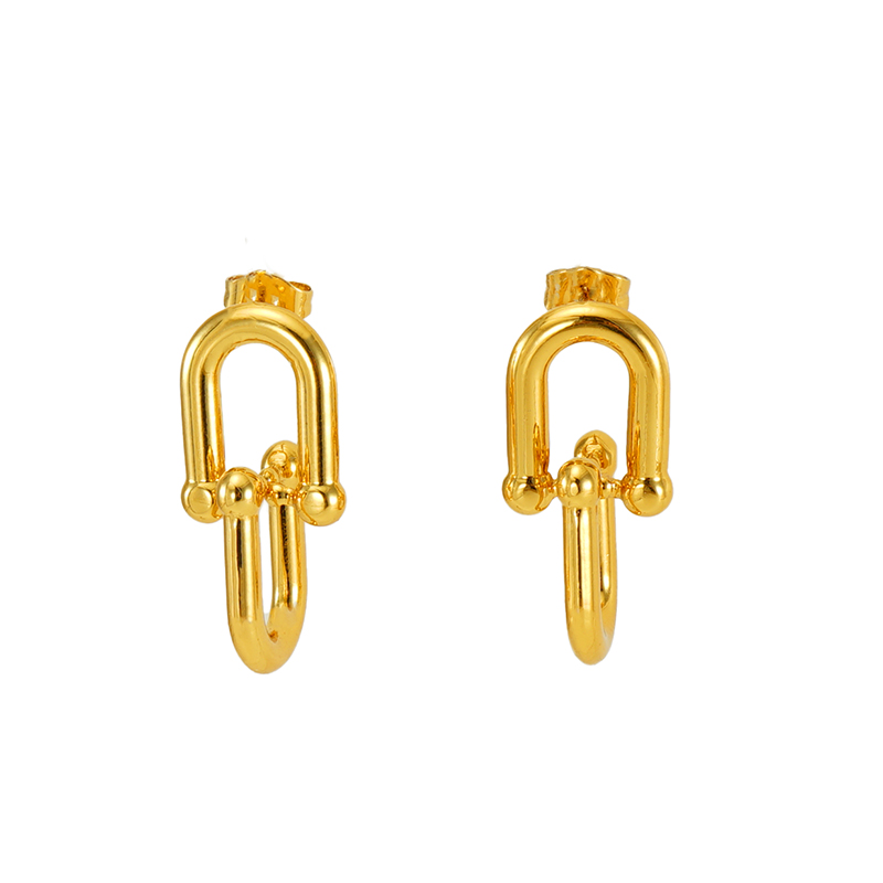 1 Pair Elegant Solid Color Plating Stainless Steel Titanium Steel 18K Gold Plated Earrings display picture 2