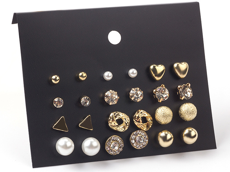 12 Pairs Simple Style Classic Style Geometric Alloy Ear Studs display picture 2