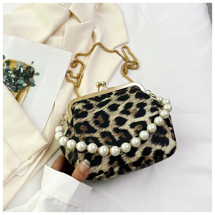Women's Small Pu Leather Leopard Basic Vintage Style Square Buckle Shoulder Bag Crossbody Bag display picture 4