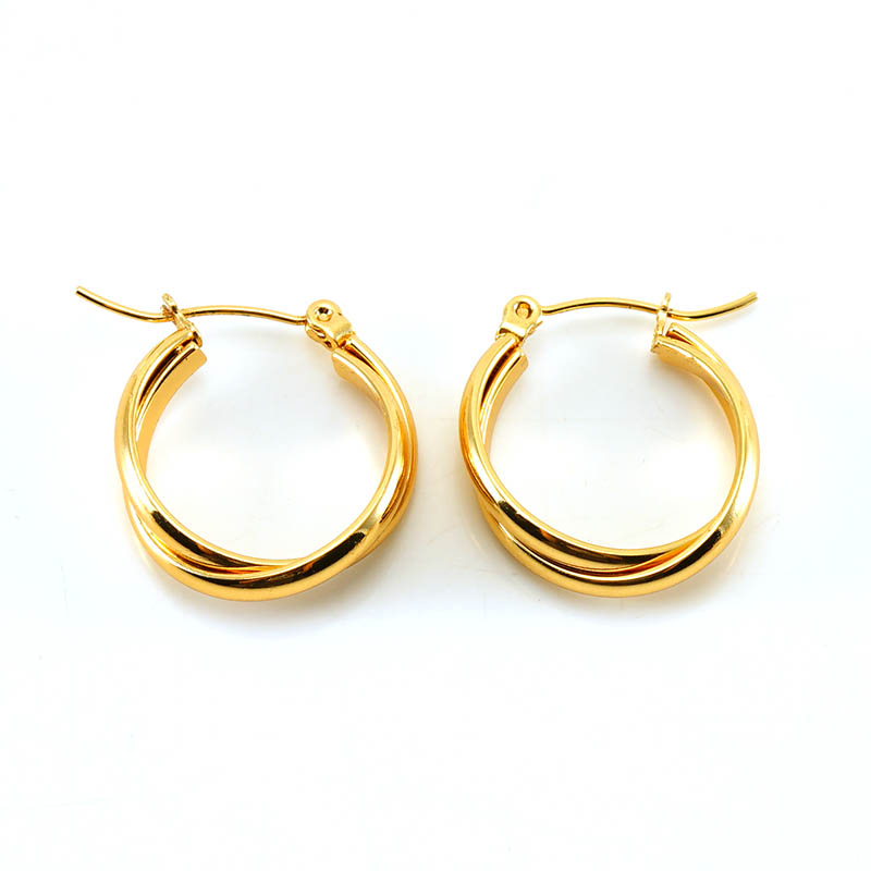 1 Pair Elegant Solid Color Plating Stainless Steel Titanium Steel 18K Gold Plated Earrings display picture 1