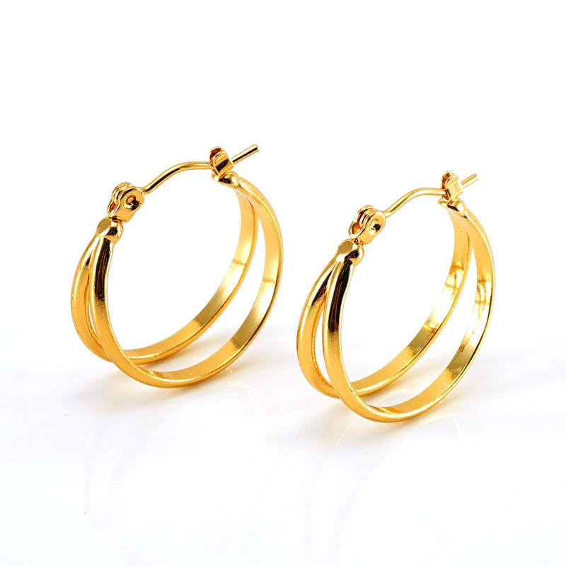1 Pair Elegant Solid Color Plating Stainless Steel Titanium Steel 18K Gold Plated Earrings display picture 2