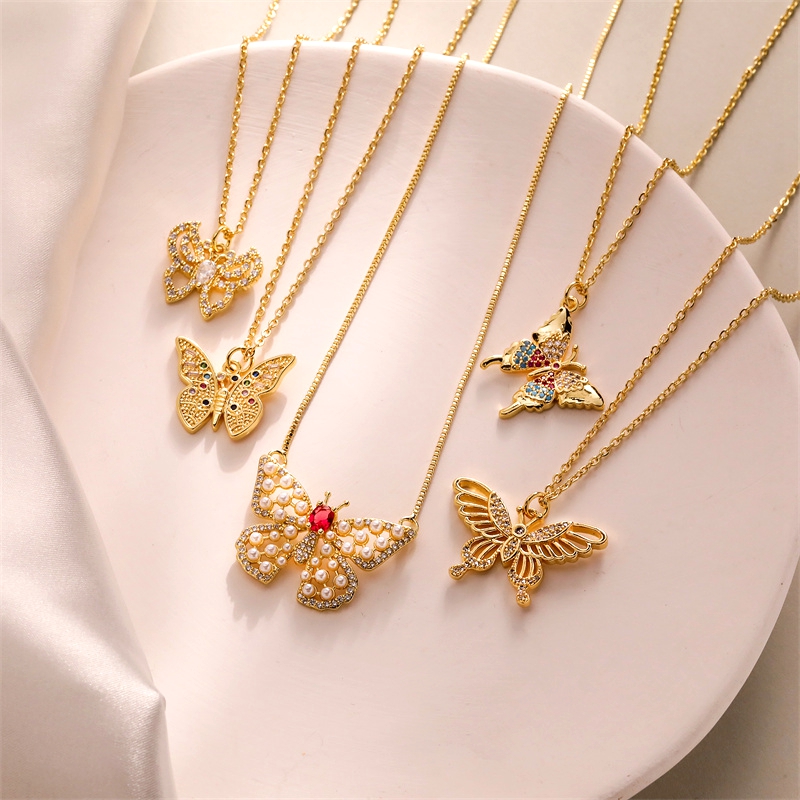 Simple Style Dragonfly Copper Plating Inlay Zircon Gold Plated Pendant Necklace display picture 3