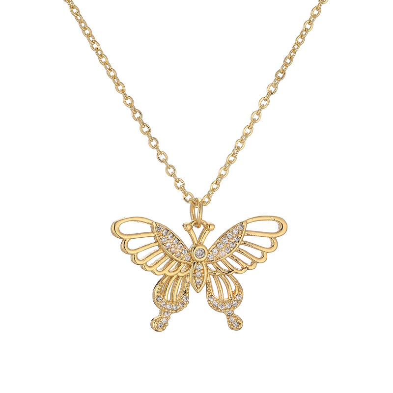 Simple Style Dragonfly Copper Plating Inlay Zircon Gold Plated Pendant Necklace display picture 9