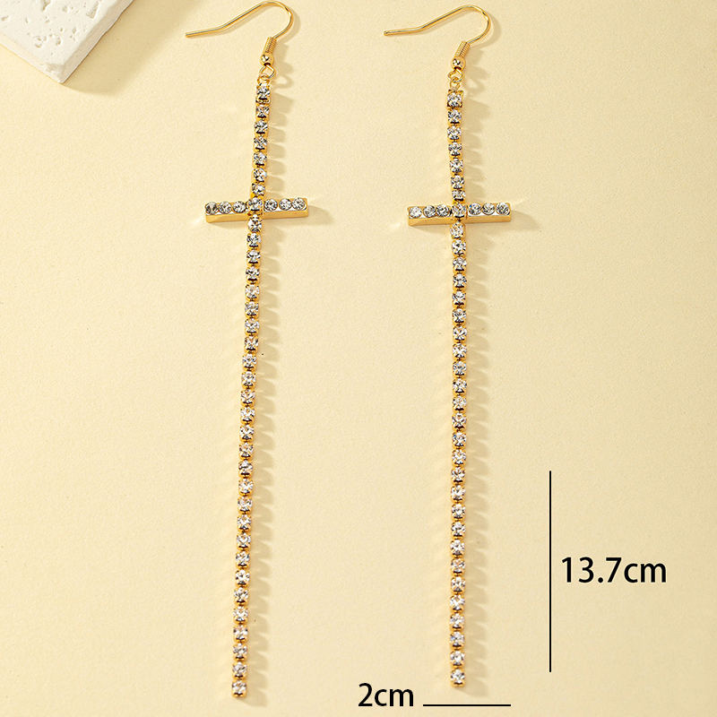 1 Pair Ig Style Simple Style Commute Cross Plating Alloy 14k Gold Plated Silver Plated Drop Earrings display picture 4