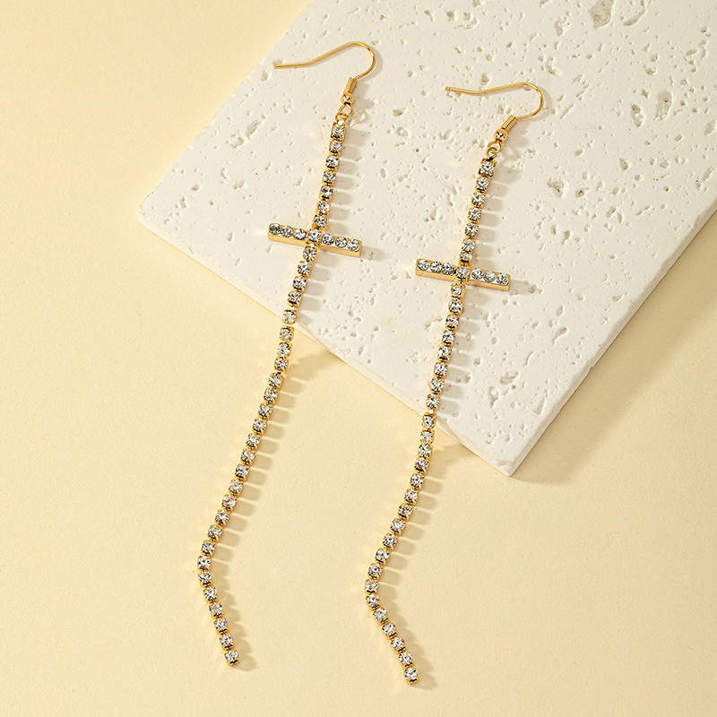 1 Pair Ig Style Simple Style Commute Cross Plating Alloy 14k Gold Plated Silver Plated Drop Earrings display picture 3