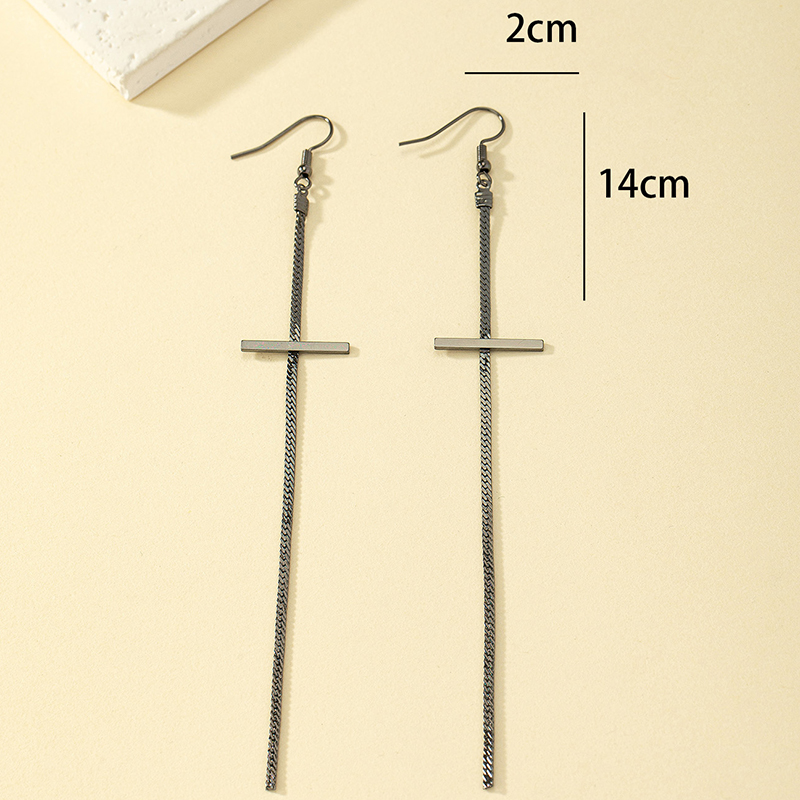 1 Pair Ig Style Simple Style Commute Cross Plating Alloy 14k Gold Plated Silver Plated Drop Earrings display picture 7