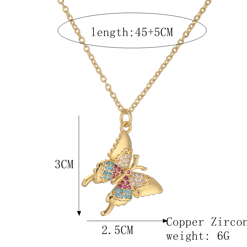 Einfacher Stil Libelle Kupfer Überzug Inlay Zirkon Vergoldet Halskette Mit Anhänger display picture 2