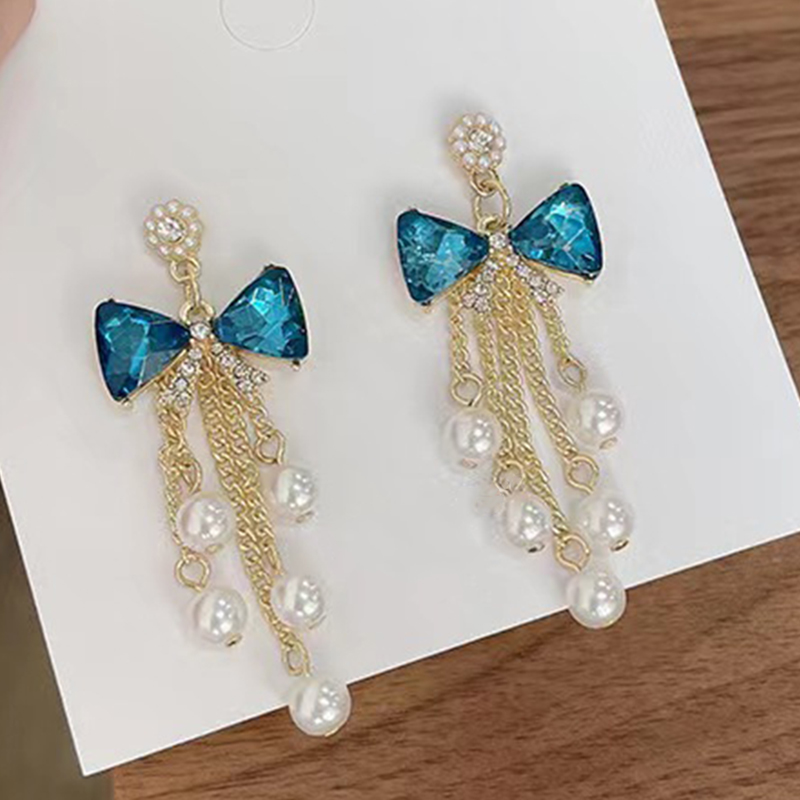 1 Pair Elegant Heart Shape Butterfly Bow Knot Tassel Plating Inlay Alloy Rhinestones 24k Gold Plated Ear Hook display picture 33