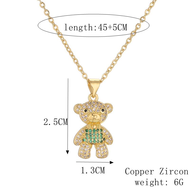 Ig Style Simple Style Little Bear Copper Plating Inlay Zircon Gold Plated Pendant Necklace display picture 1