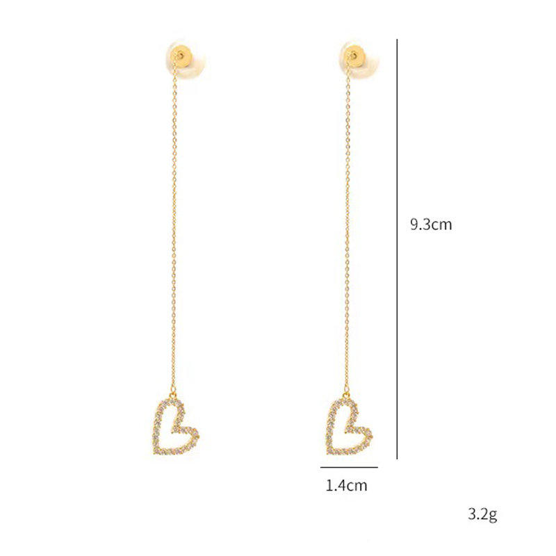 1 Pair Elegant Heart Shape Butterfly Bow Knot Tassel Plating Inlay Alloy Rhinestones 24k Gold Plated Ear Hook display picture 6