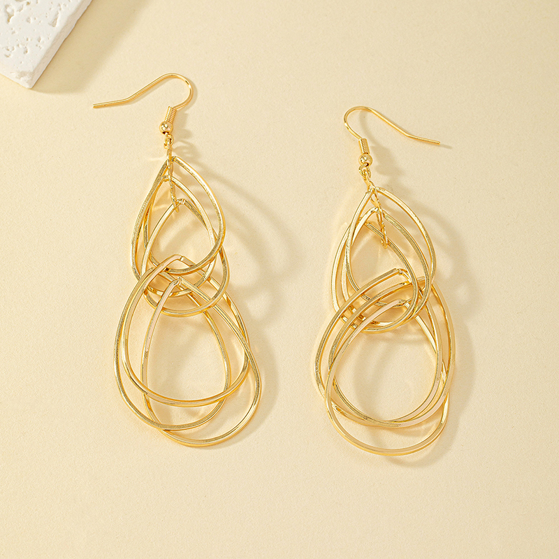 1 Paire Style Classique Géométrique Placage Alliage Plaqué Or 14k Boucles D'oreilles display picture 3