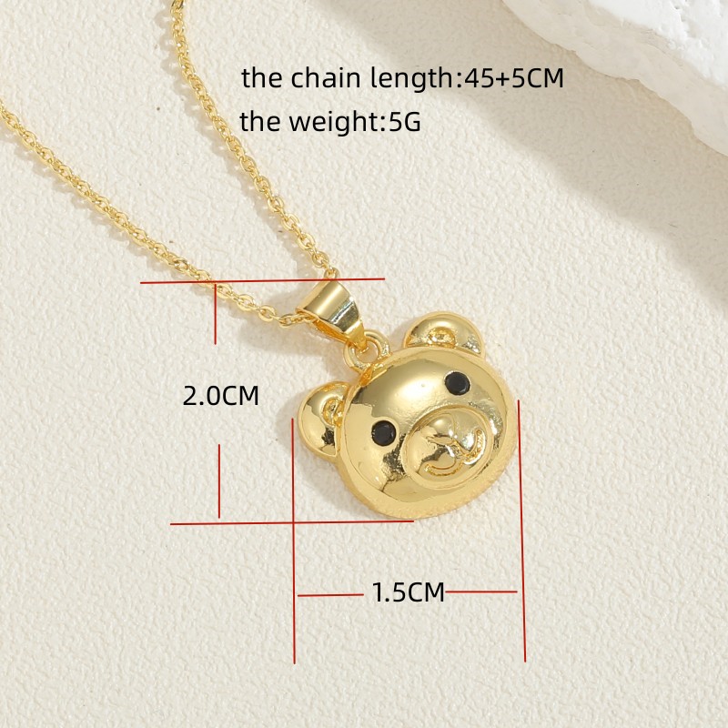 Simple Style Bear Snake Copper 14k Gold Plated Zircon Pendant Necklace In Bulk display picture 3